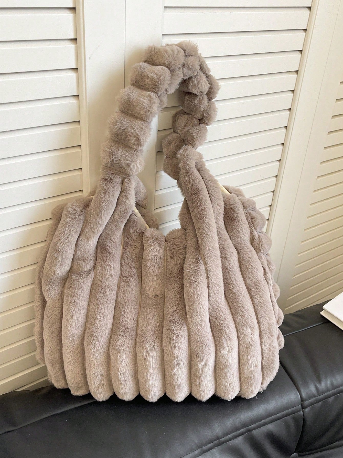 Sac fourre-tout en fourrure Beige