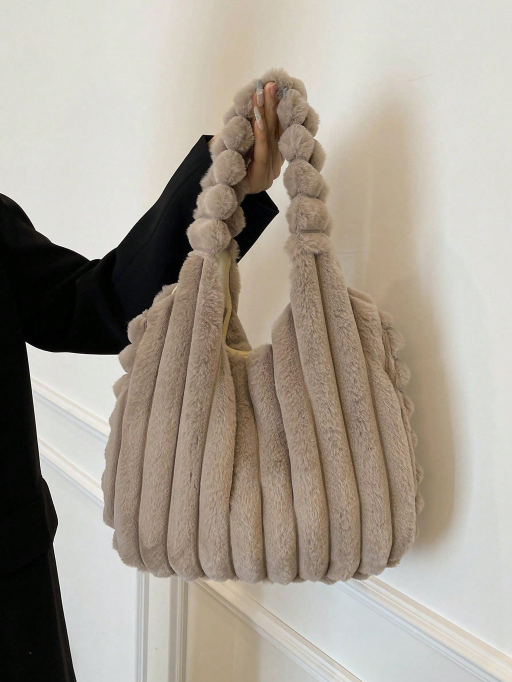 Sac fourre-tout en fourrure Beige