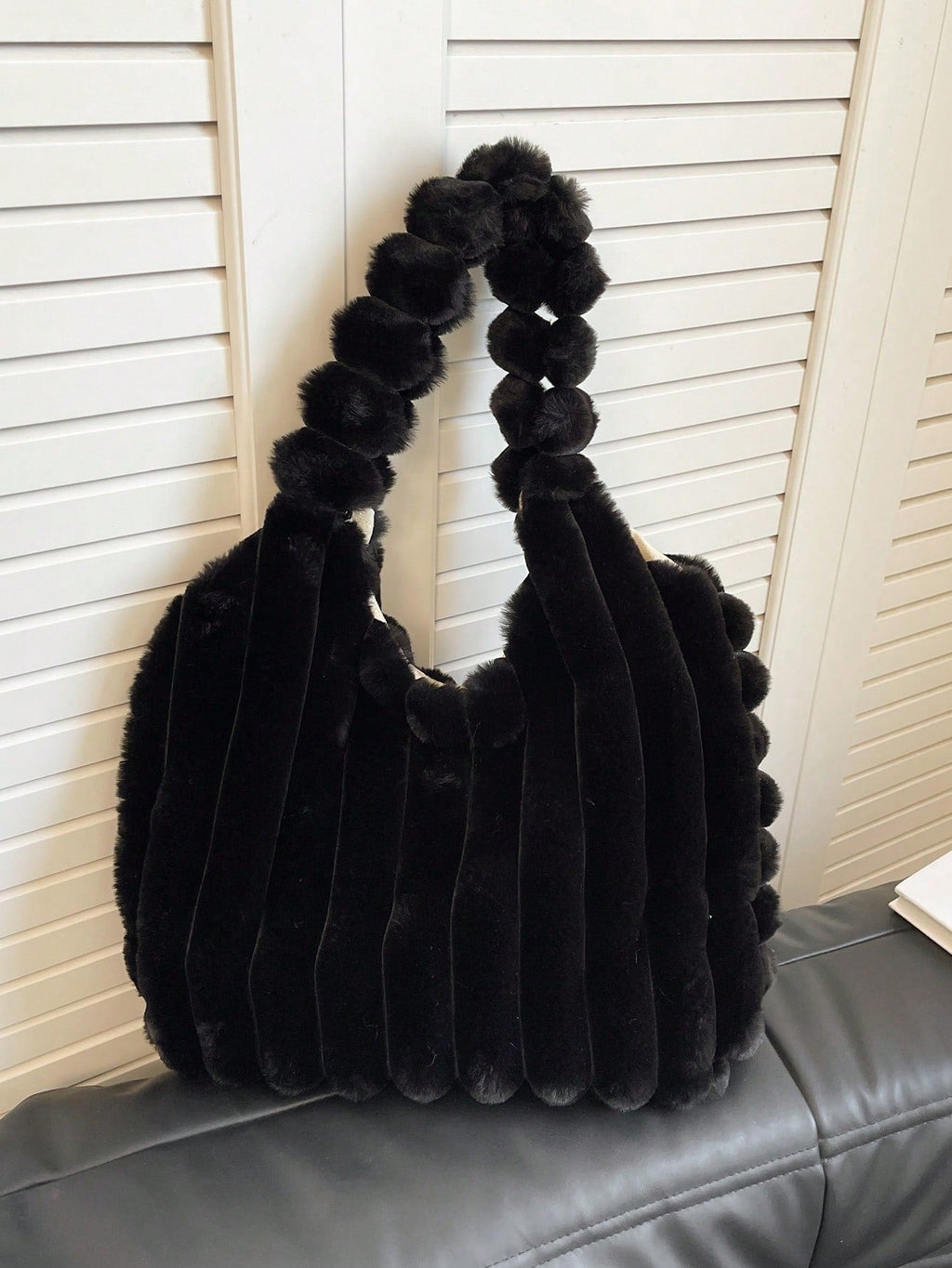 Sac fourre-tout en fourrure Noir