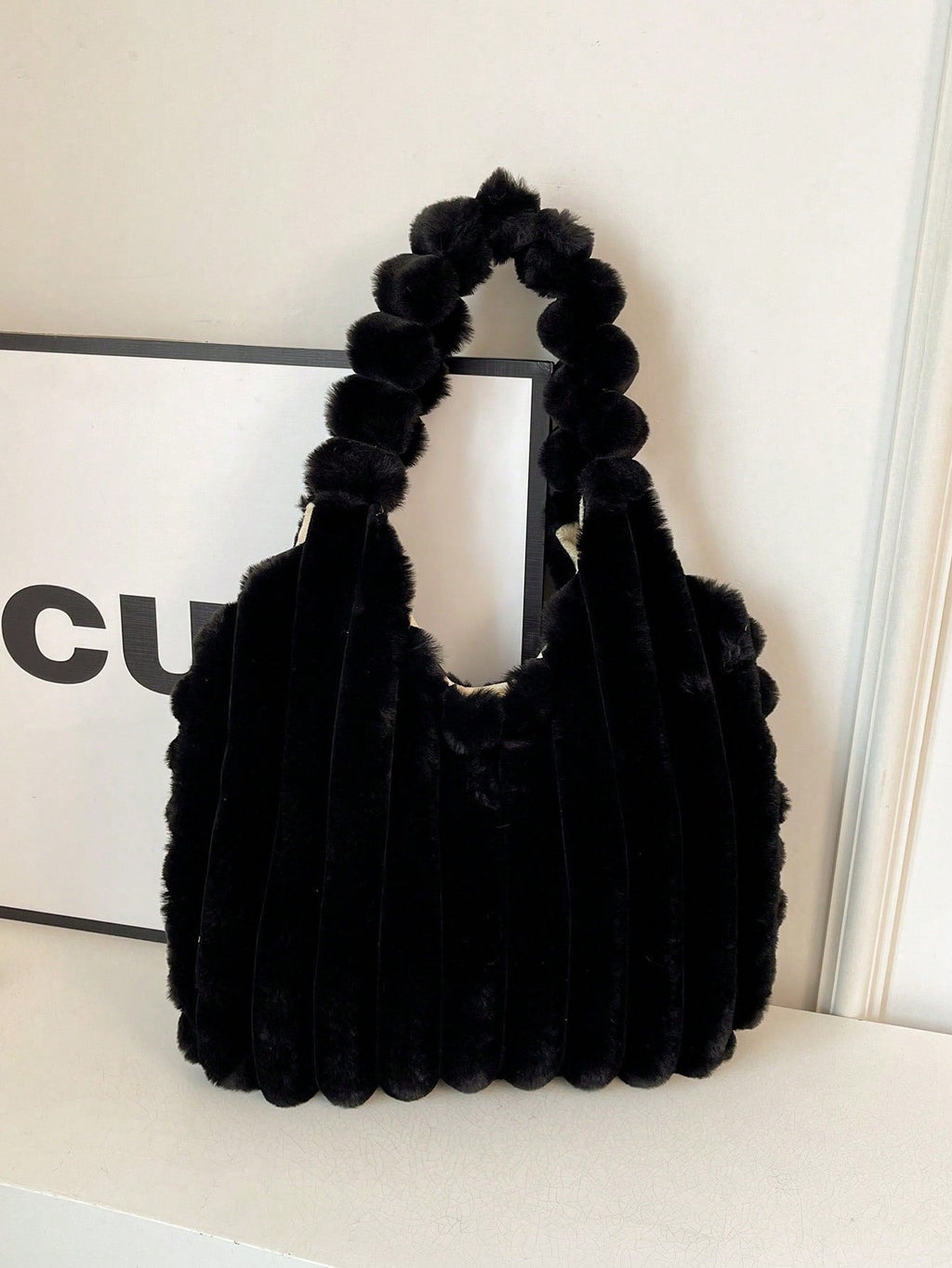 Sac fourre-tout en fourrure Noir