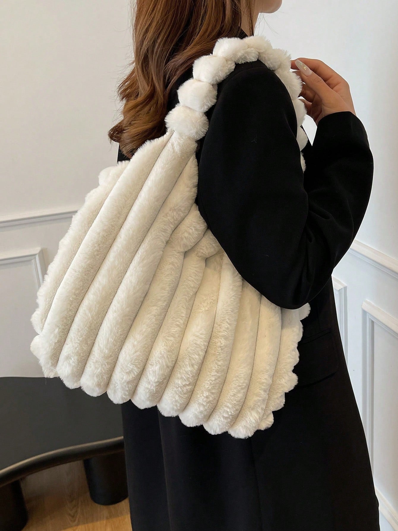 Sac fourre-tout en fourrure Blanc
