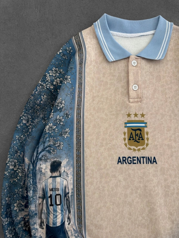 Sweat Polo Argentine — Bleu ciel & Crème — photo 3