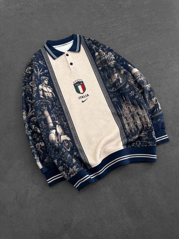 Sweat Polo Italie — Marine & Crème — photo 2