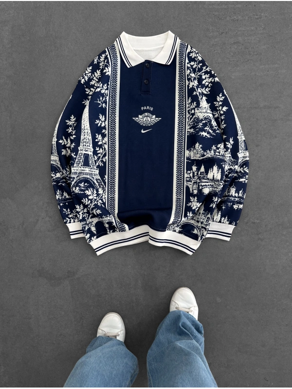 Sweat Polo Paris — Bleu marine — photo 4